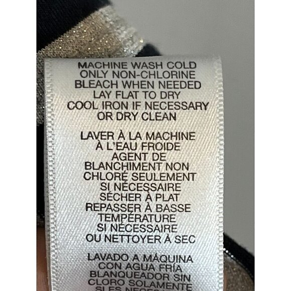 Michael Kors Top Women XL Black Striped Coastal Shimmer Neutral Capsule Office - Picture 9 of 11